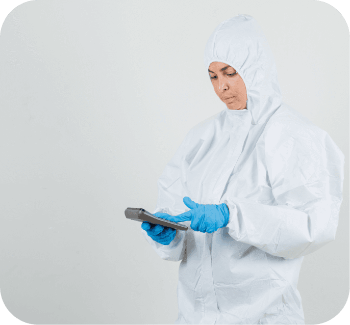 Electrician using phone